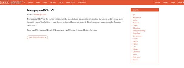 screenshot showing access to archive
