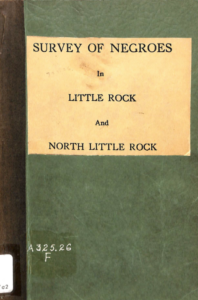 green book with text "survey of negoes in little rock and north little rock"