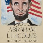 Portrait of Abraham Lincoln with his birthday and a quote