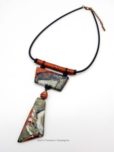 Necklace with painted stone pendants