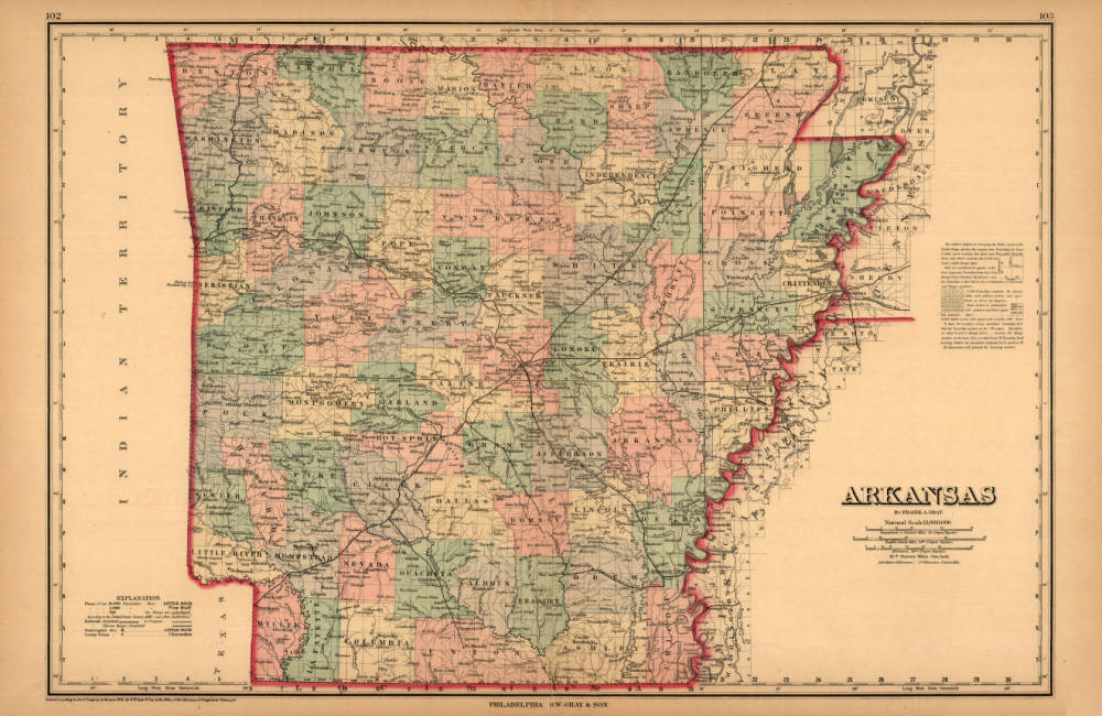 1876 Map of Arkansas